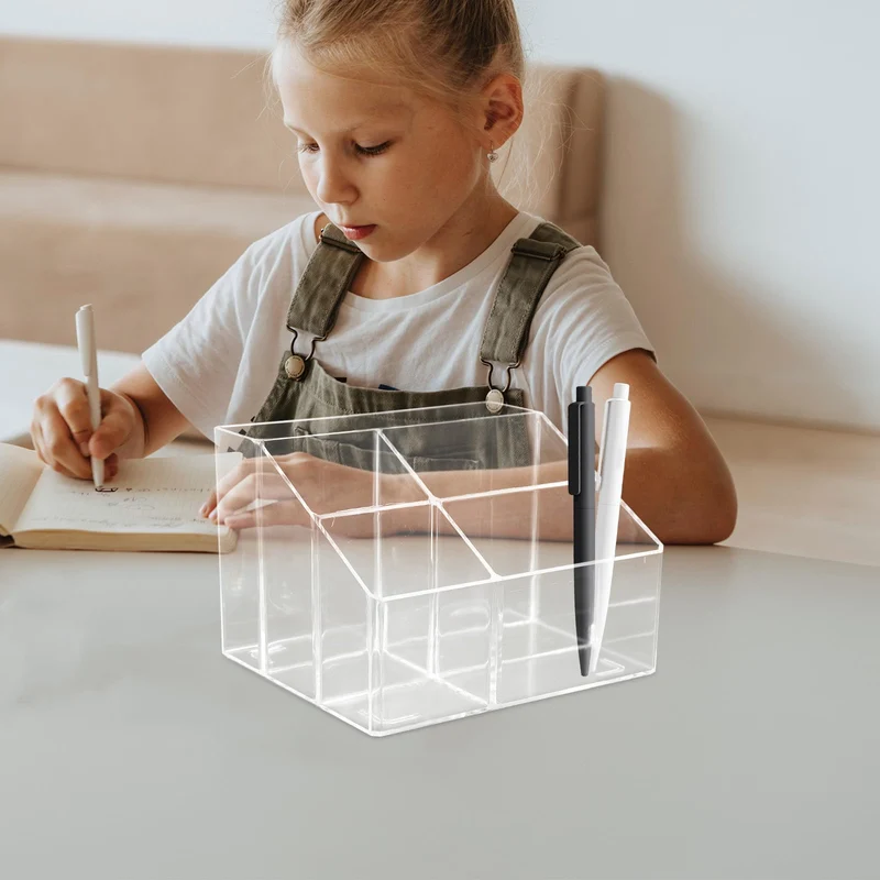 Aufbewahrungsbox mit Fächern Acryl für Schreibtisch Lehrertag Mottoparty