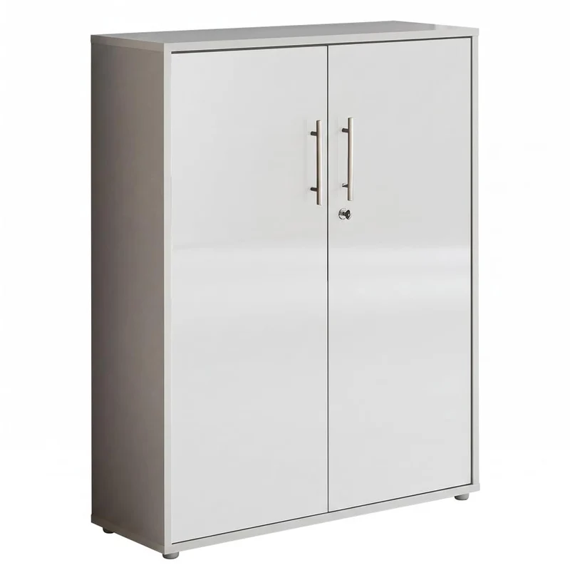 moebel-dich-auf Aktenschrank TABOR in lichtgrau weiß Hochglanz 2 Türen (B/H/T): 84,4 x 113,6 x 33 cm