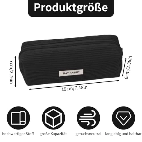Federmäppchen Cord-Stoff, Schwarz