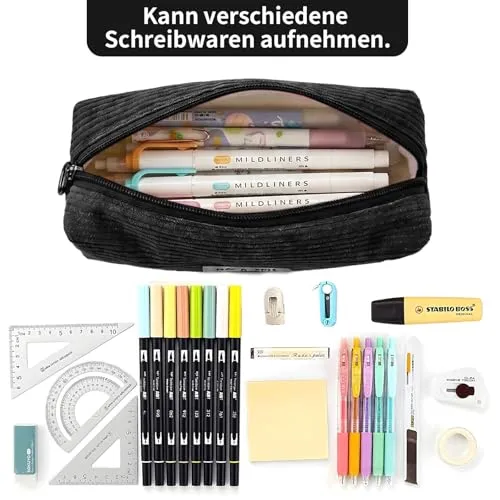 Federmäppchen Cord-Stoff, Schwarz