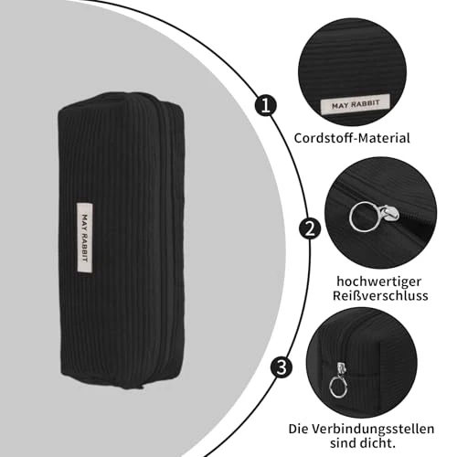 Federmäppchen Cord-Stoff, Schwarz