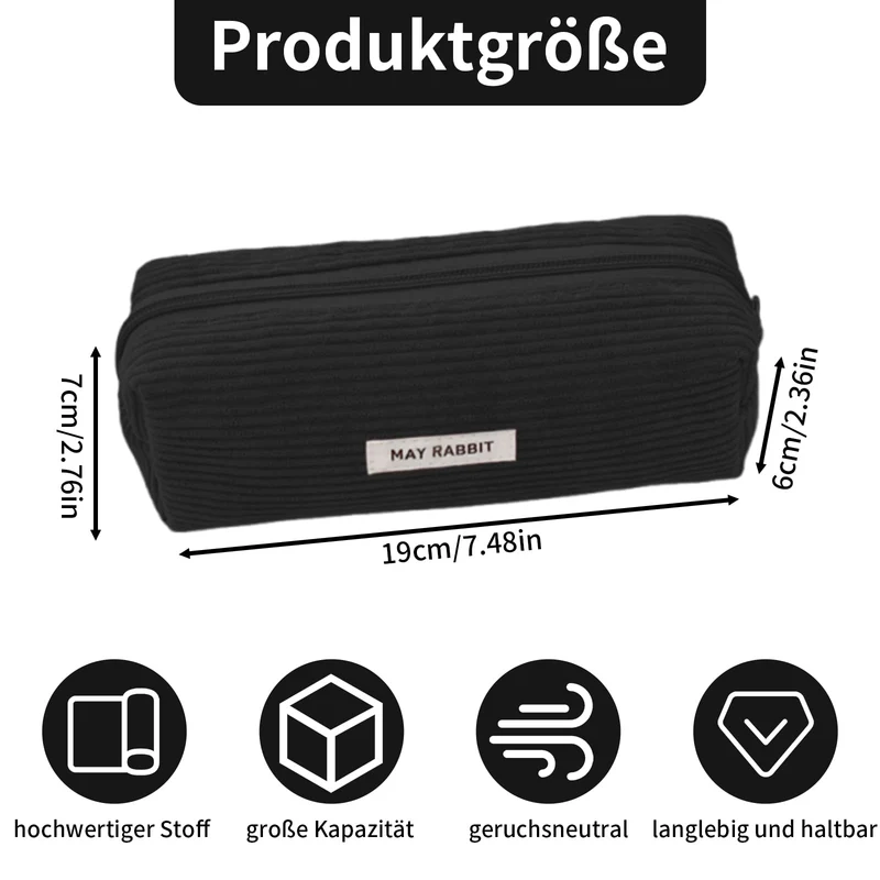 Federmäppchen Cord-Stoff, Schwarz