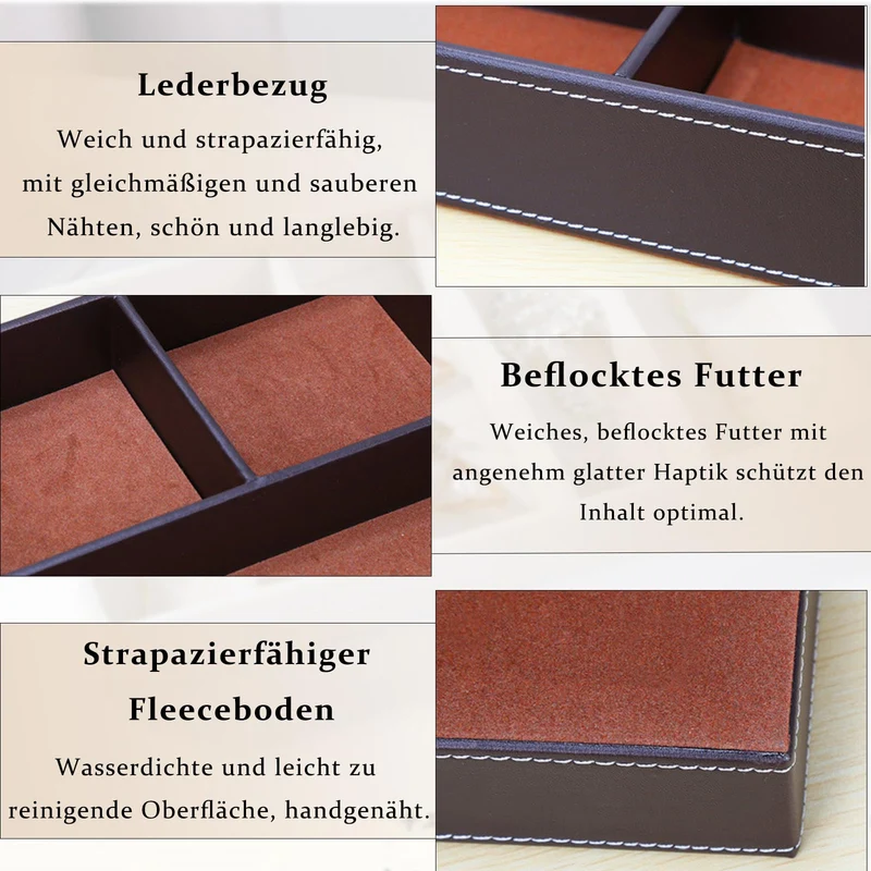 Tablett Organizer Ablage, Ablage Tablett, Taschenleerer Organizer,Schlüsselablage, Leder Aufbewahrungsbox, Nachttisch,Schmuck für Schlüssel, Schreibwaren,Schmuck, Braun