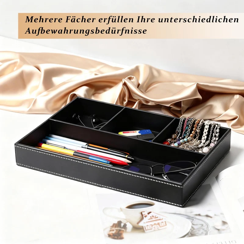 Tablett Organizer Ablage, Ablage Tablett, Taschenleerer Organizer,Schlüsselablage, Leder Aufbewahrungsbox, Nachttisch,Schmuck für Schlüssel, Schreibwaren,Schmuck, Braun