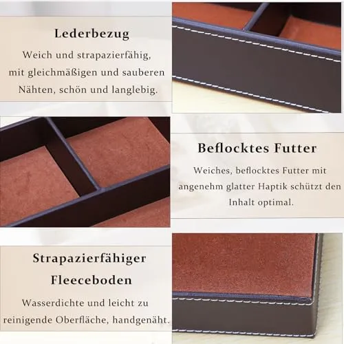 Tablett Organizer Ablage, Ablage Tablett, Taschenleerer Organizer,Schlüsselablage, Leder Aufbewahrungsbox, Nachttisch,Schmuck für Schlüssel, Schreibwaren,Schmuck, Braun