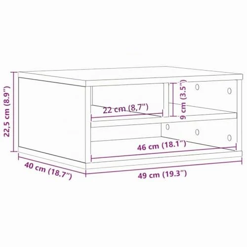 vidaXL Druckerständer Artisan-Eiche 49 x 40 x 22,5 cm Holzwerkstoff
