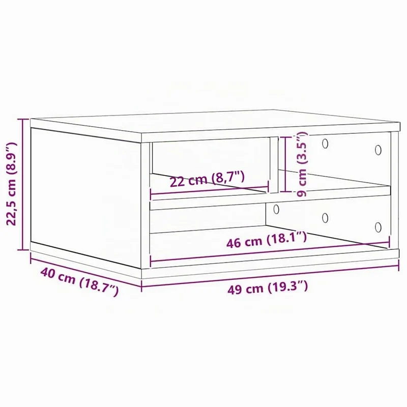 vidaXL Druckerständer Artisan-Eiche 49 x 40 x 22,5 cm Holzwerkstoff