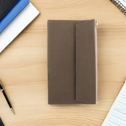 Canvas Notizbuch Organizer Etui mit Reißverschluss: Tasche für Reisetagebuch, Karten, Bürobedarf und Aktenordner, mit mehreren Fächern für unterwegs und Büro