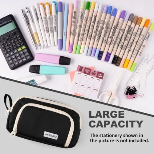 COLOCASTLE Federmäppchen Mäppchen mit 3 Fächer Federtasche große Kapazität Federmappe Mädchen Junge Teenager Erwachsene Schlamppermäppchen Pencil Case mit Tragegriff für Schule Büro