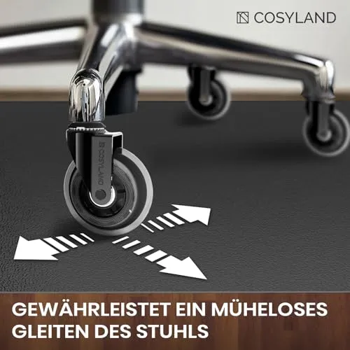 COSYLAND Bodenschutzmatte Bürostuhl, 120 x 120 cm Gaming Bürostuhl Stuhlmatten, rutschfest und Einfach zu Reinigen, Stuhlmatte für Hartholzböden, Laminat, Parkett (Schwarz)