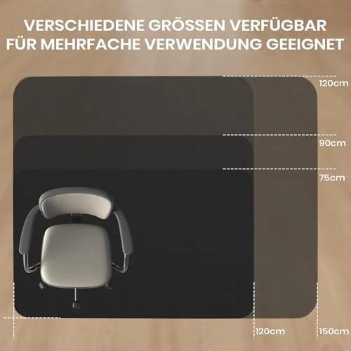 COSYLAND Bodenschutzmatte Bürostuhl, 120 x 120 cm Gaming Bürostuhl Stuhlmatten, rutschfest und Einfach zu Reinigen, Stuhlmatte für Hartholzböden, Laminat, Parkett (Schwarz)
