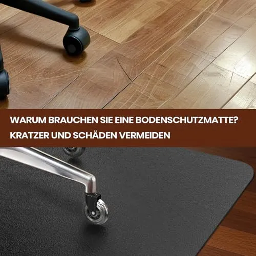 COSYLAND Bodenschutzmatte Bürostuhl, 120 x 120 cm Gaming Bürostuhl Stuhlmatten, rutschfest und Einfach zu Reinigen, Stuhlmatte für Hartholzböden, Laminat, Parkett (Schwarz)