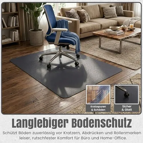 LP Projekt Bodenschutzmatte 117x153cm – rutschfeste und strapazierfähige Bürostuhlmatte für Hartböden und Teppich | Grau Bodenschutzmatte für Zuhause & Büro | Erhältlich in verschiedenen Größen