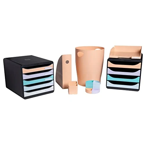 Exacompta 45364D ECOBIN Papierkorb Aquarel 15 Liter mit Griffen. Eleganter und robuster Papierkorb und Mülleimer im modernen Design Mauve