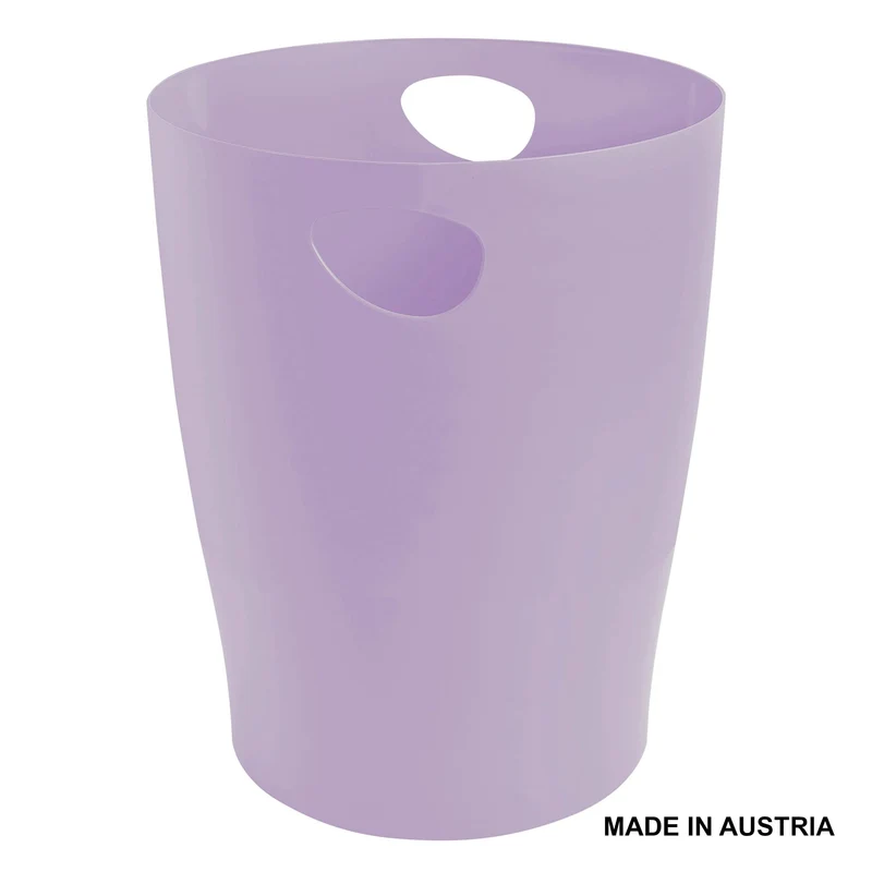 Exacompta 45364D ECOBIN Papierkorb Aquarel 15 Liter mit Griffen. Eleganter und robuster Papierkorb und Mülleimer im modernen Design Mauve