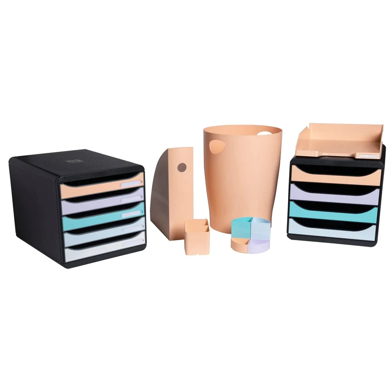 Exacompta 45364D ECOBIN Papierkorb Aquarel 15 Liter mit Griffen. Eleganter und robuster Papierkorb und Mülleimer im modernen Design Mauve