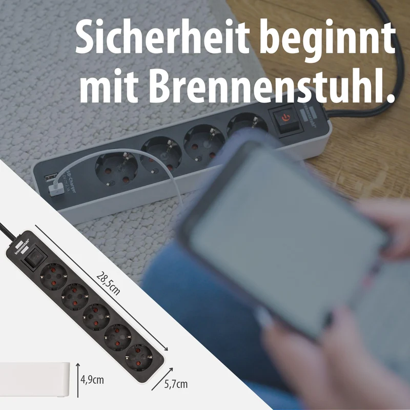 Brennenstuhl Steckdosenleiste Ecolor 4-Fach mit USB