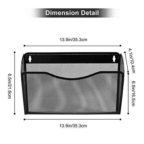 ESYLIFE 3 Taschen Zeitschriftenhalter Wand Metall Dokumenten Organizer Papier A4 Flyerhalter Postsortierer für Büro Zuhause Schule, Schwarz