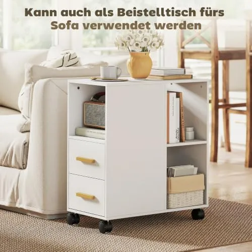 HOMCOM Druckerständer mit Verstellbar Ablage, Rollen 60 x 30 x 65 cm Weiß