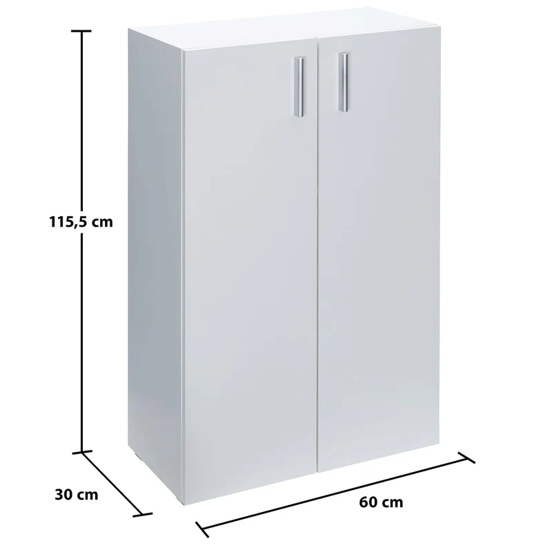 CASARIA® Kommode mit 2 Türen 115,5x60x30cm Holz Modern höhenverstellbarer Einlegeboden Schlafzimmer Büro Flur Mehrzweckschrank Aktenschrank Schrank Weiß
