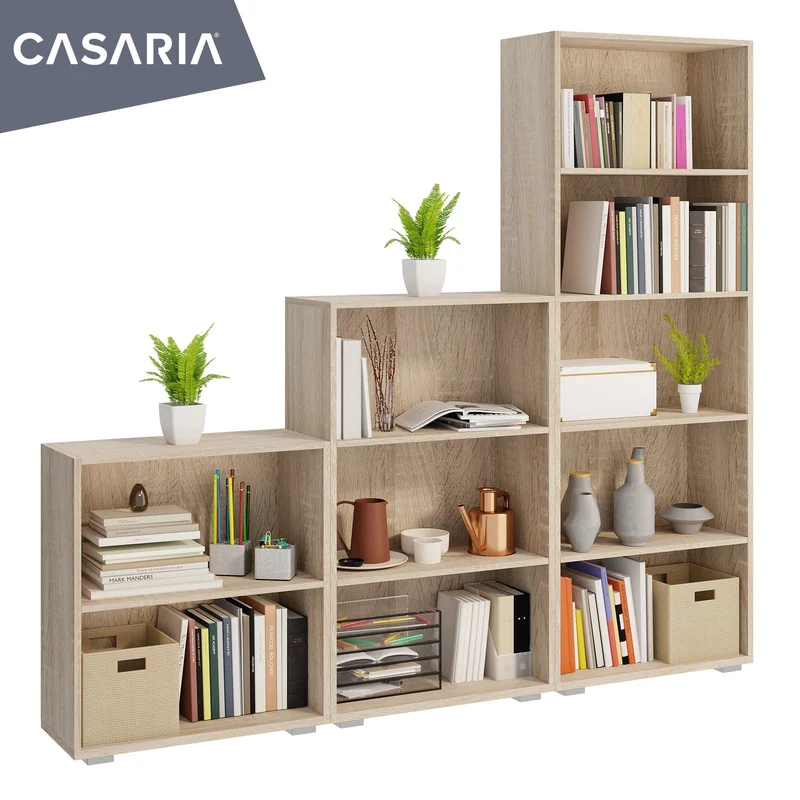 CASARIA® Kommode mit 2 Türen 115,5x60x30cm Holz Modern höhenverstellbarer Einlegeboden Schlafzimmer Büro Flur Mehrzweckschrank Aktenschrank Schrank Weiß