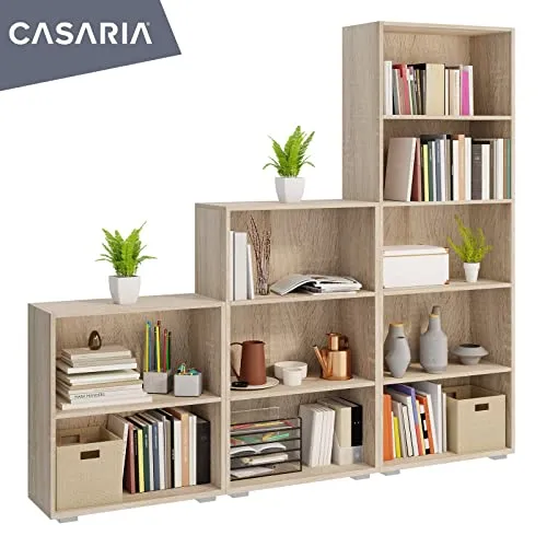 CASARIA® Kommode mit 2 Türen 115,5x60x30cm Holz Modern höhenverstellbarer Einlegeboden Schlafzimmer Büro Flur Mehrzweckschrank Aktenschrank Schrank Weiß