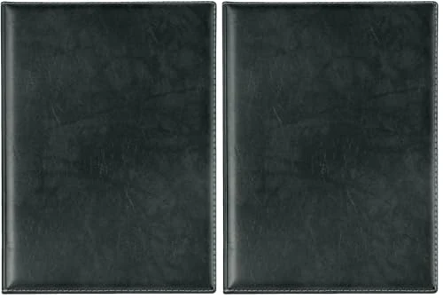 VELOFLEX 4441780 - Urkundenmappe DIN A4, Leder-Optik, Mappe für Präsentation, Angebot und Noten mit Klarsichttaschen, Schwarz (Packung mit 2)