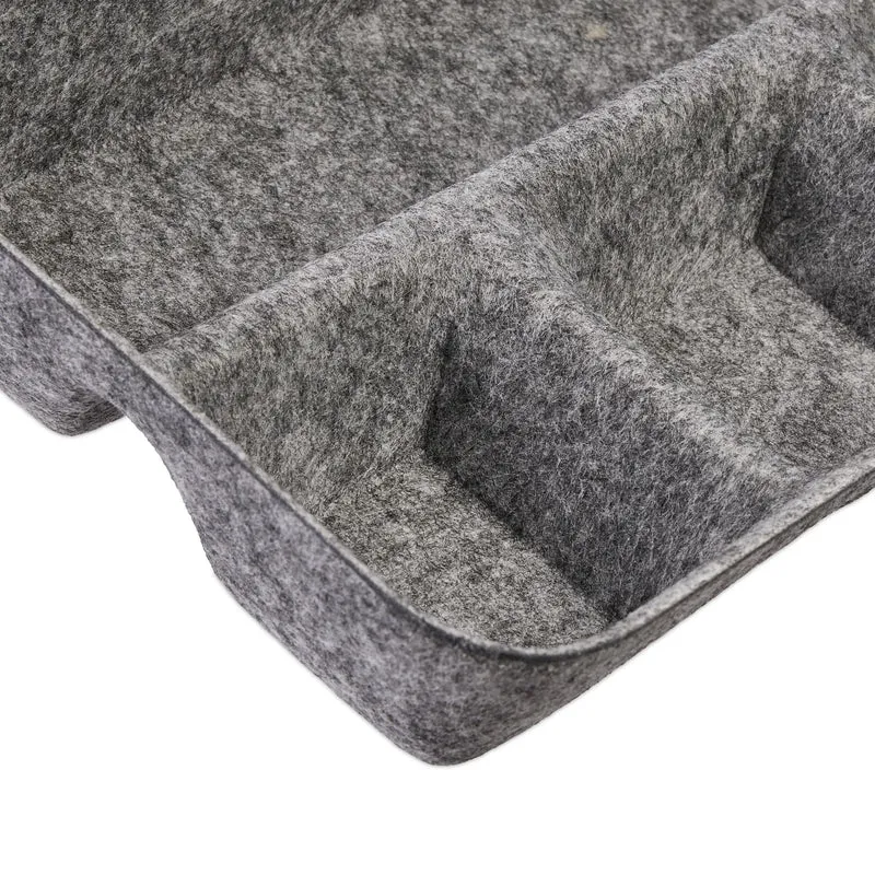 Relaxdays Schubladen Organizer Filz, Ordnungssystem Schreibtisch, HBT: 5,5 x 29,5 x 19 cm, 4 Fächer, Filzkorb, hellgrau
