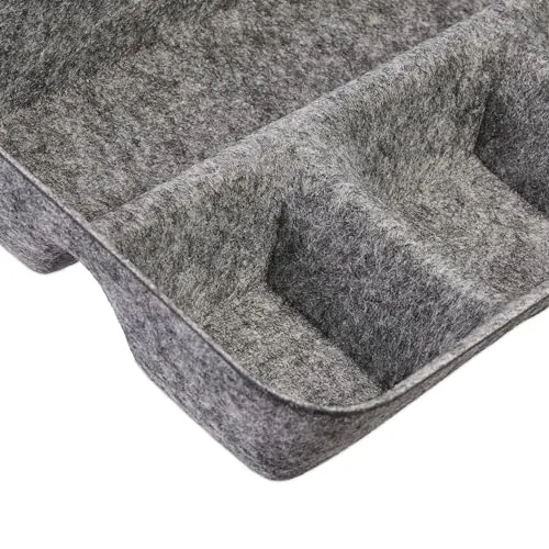 Relaxdays Schubladen Organizer Filz, Ordnungssystem Schreibtisch, HBT: 5,5 x 29,5 x 19 cm, 4 Fächer, Filzkorb, hellgrau
