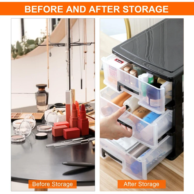 Schubladenschrank Kunststoff Büro, Datei Schrank Schublade, 5 Tier Aufbewahrungsbox mit Schubladenbox, Kosmetische Organizer, Stapelbar Kunststoff Schublade für Büro Schlafzimmer (1)
