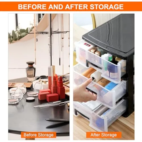 Schubladenschrank Kunststoff Büro, Datei Schrank Schublade, 5 Tier Aufbewahrungsbox mit Schubladenbox, Kosmetische Organizer, Stapelbar Kunststoff Schublade für Büro Schlafzimmer (1)