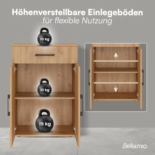 Bellamio Apol Büroschrank 60 cm breit, Eichenoptik, 1 Schublade, 2 Fächer