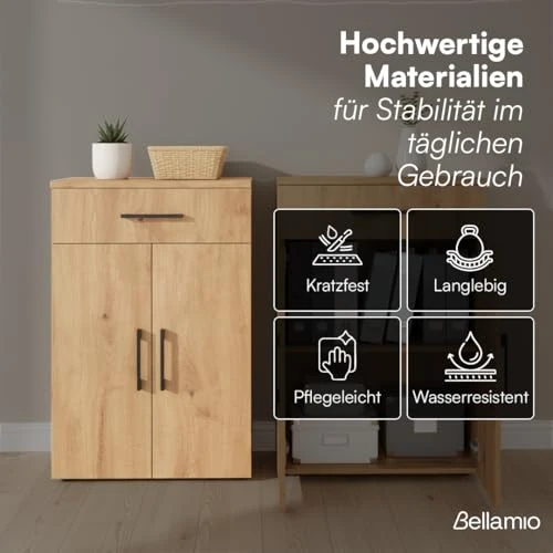 Bellamio Apol Büroschrank 60 cm breit, Eichenoptik, 1 Schublade, 2 Fächer