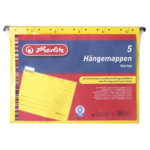 Herlitz 5874672 Hängemappe 5er Packung, Farbe gelb