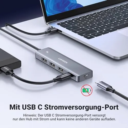 UGREEN USB Hub 3*USB 3.0 + 1*USB C Ports mit Stromversorgung 5Gbps (60cm)