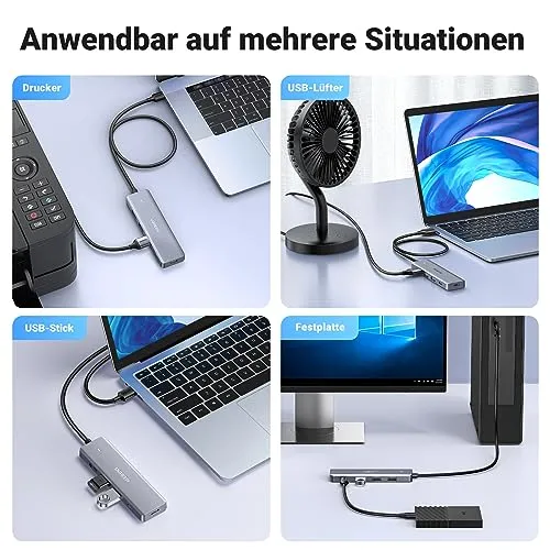 UGREEN USB Hub 3*USB 3.0 + 1*USB C Ports mit Stromversorgung 5Gbps (60cm)