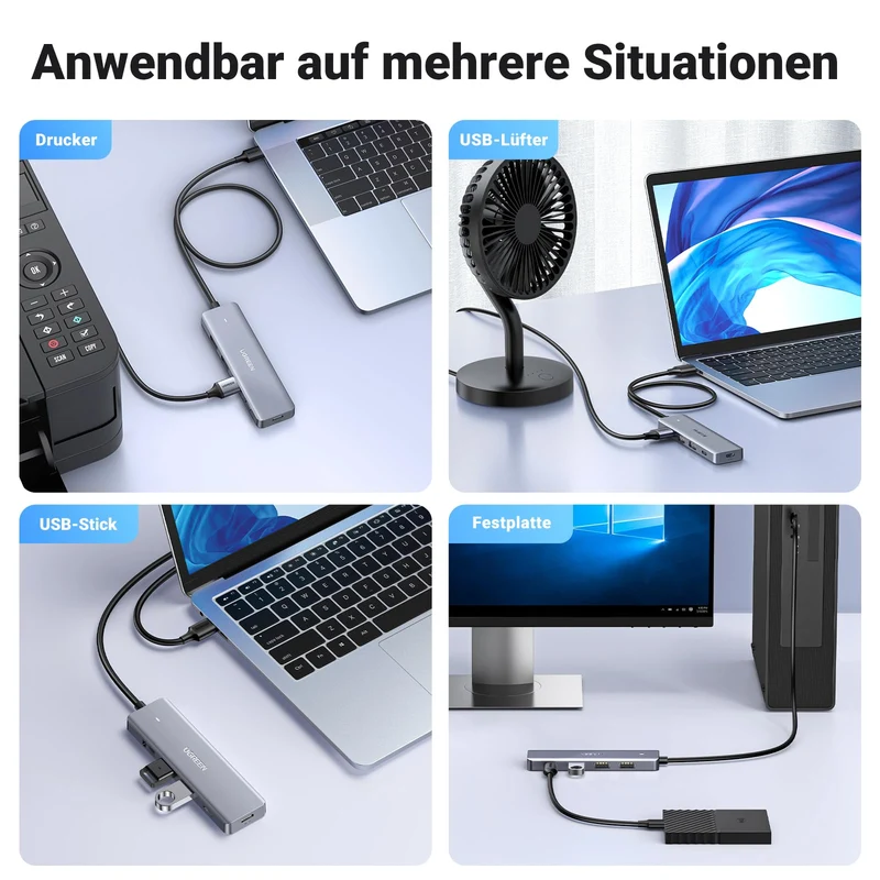 UGREEN USB Hub 3*USB 3.0 + 1*USB C Ports mit Stromversorgung 5Gbps (60cm)