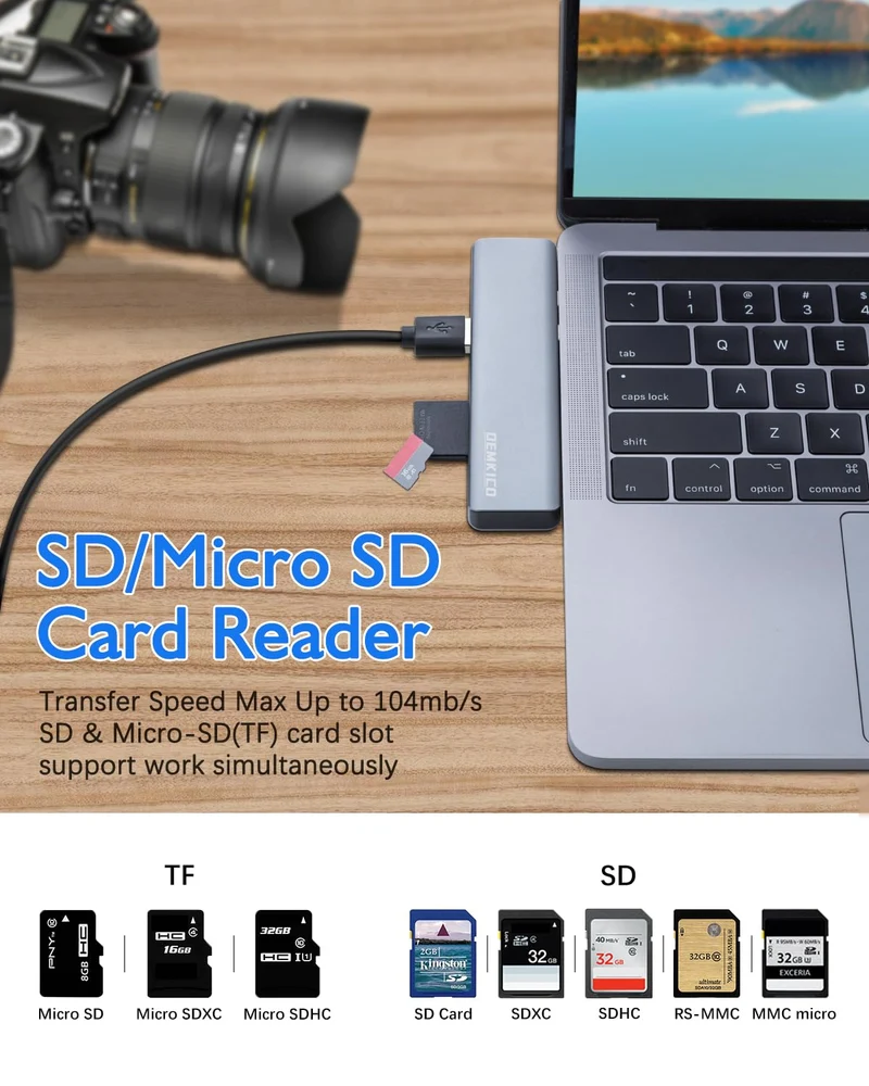 USB C Hub 7-in-2 für MacBook Pro/MacBook Air mit 4K HDMI SD/TF Kartenleser