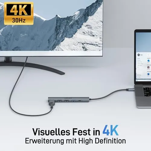 acer USB C Hub 5 in 1, Tragbarer 4K HDMI Adapter PD 100W