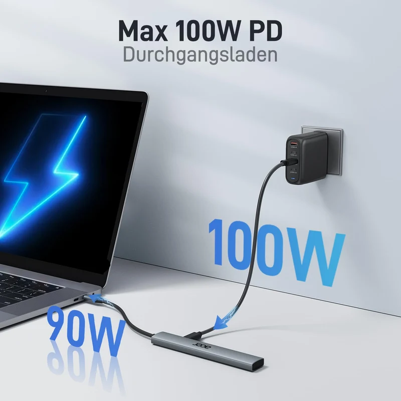 acer USB C Hub 5 in 1, Tragbarer 4K HDMI Adapter PD 100W