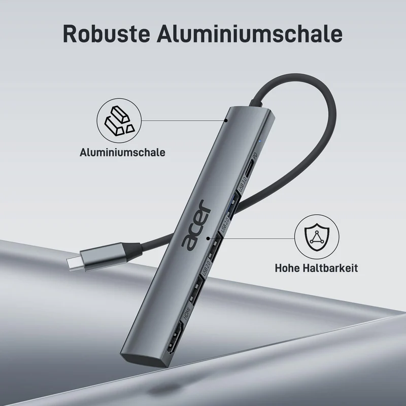 acer USB C Hub 5 in 1, Tragbarer 4K HDMI Adapter PD 100W