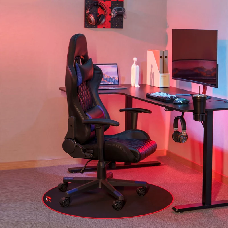 RS172 Gaming Stuhlmatte, Durchmesser: 100 cm, Bodenschutz, Bodenschutzmatte, Bürostuhl Unterlage, rutschfeste Oberfläche