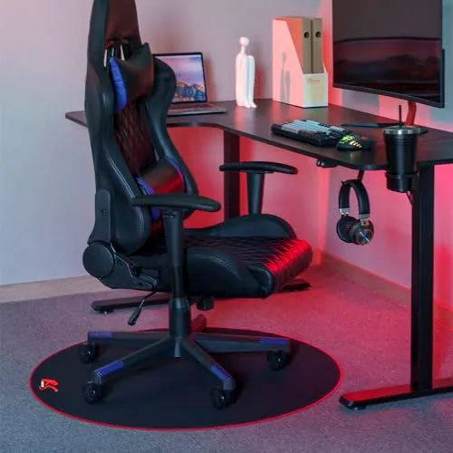 RS172 Gaming Stuhlmatte, Durchmesser: 100 cm, Bodenschutz, Bodenschutzmatte, Bürostuhl Unterlage, rutschfeste Oberfläche