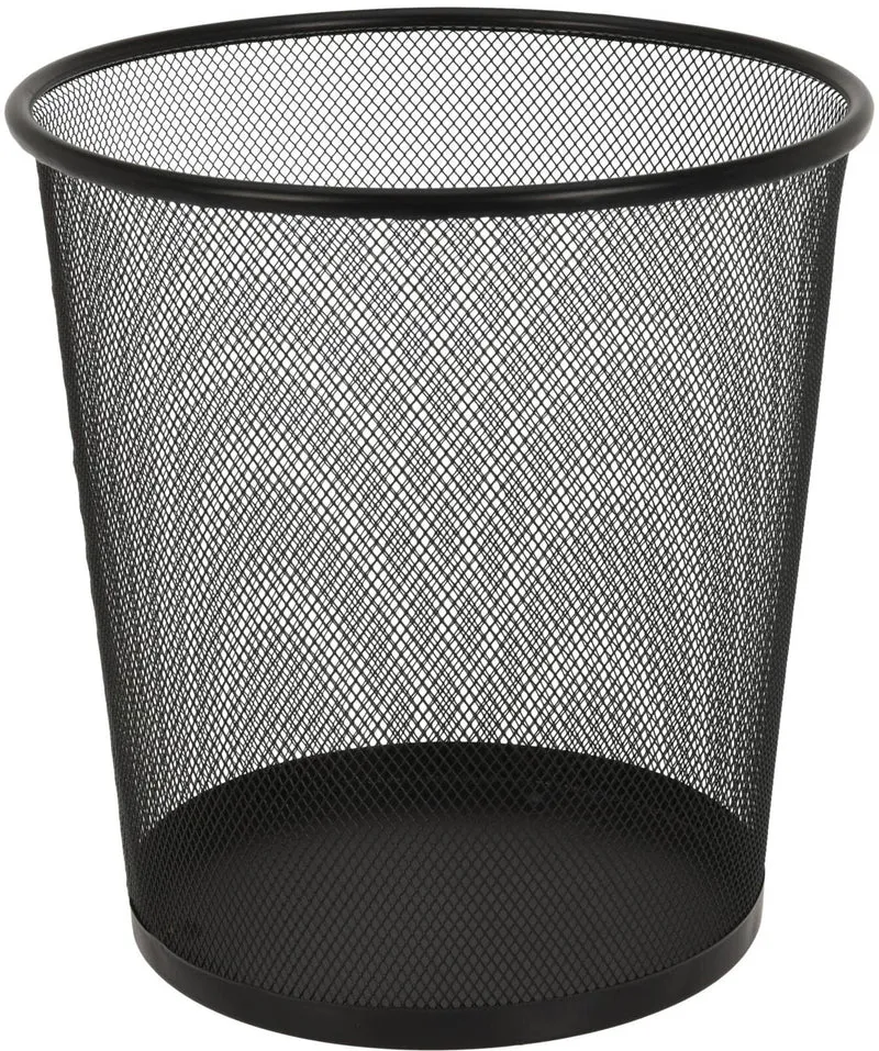 Papierkorb Mülleimer aus Metall, Schwarz Draht Mülleimer für Büro und Zuhause Metallgeflecht rund Abfalleimer Papiereimer Trash Can Papiermülleimer (1 Stück)