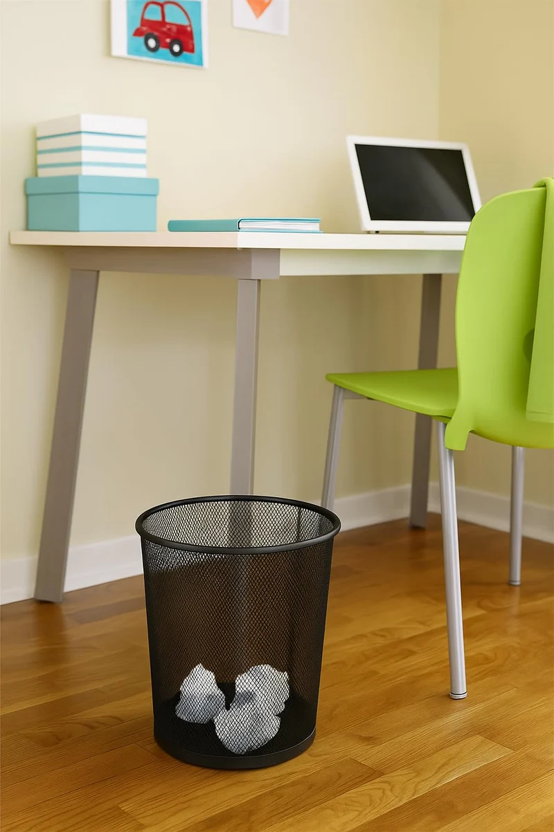 Papierkorb Mülleimer aus Metall, Schwarz Draht Mülleimer für Büro und Zuhause Metallgeflecht rund Abfalleimer Papiereimer Trash Can Papiermülleimer (1 Stück)