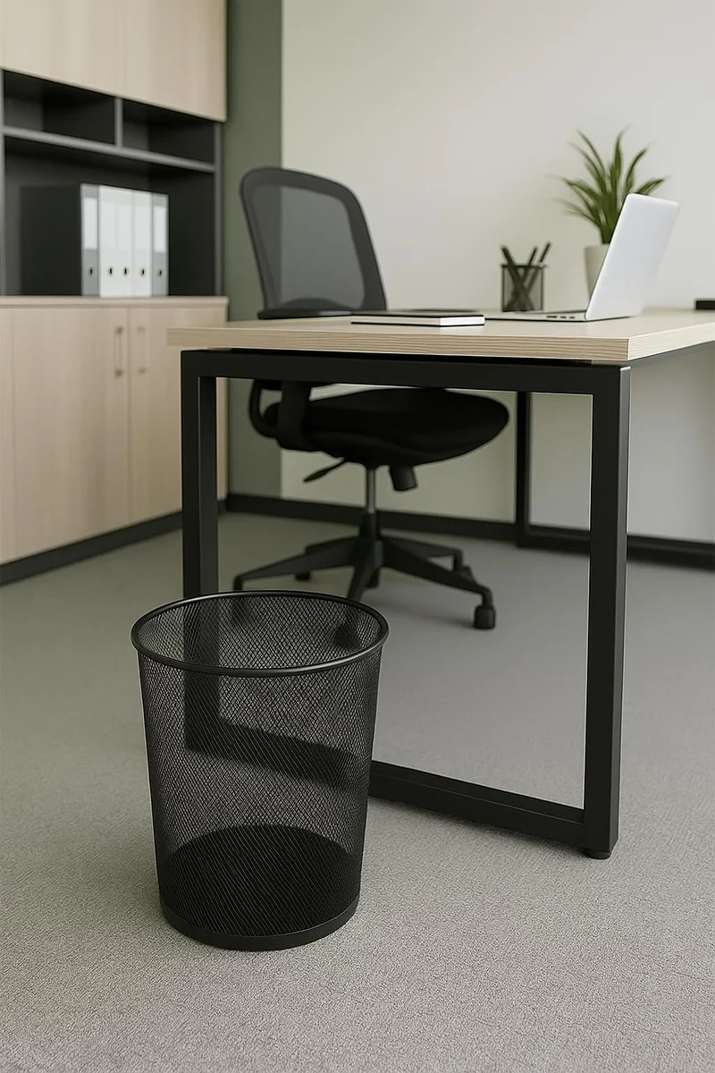 Papierkorb Mülleimer aus Metall, Schwarz Draht Mülleimer für Büro und Zuhause Metallgeflecht rund Abfalleimer Papiereimer Trash Can Papiermülleimer (1 Stück)