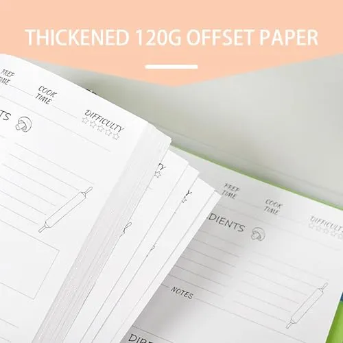 Blanko Notizbuch, Rezeptbuch, leere Seiten zum Beschriften Hardcover Tagebuch, A4 Format, persönliches Kochbuch für Köche, 160 exklusive hausgemachte Rezepte