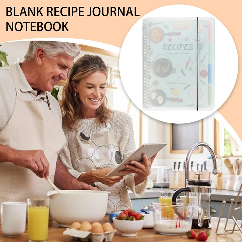 Blanko Notizbuch, Rezeptbuch, leere Seiten zum Beschriften Hardcover Tagebuch, A4 Format, persönliches Kochbuch für Köche, 160 exklusive hausgemachte Rezepte