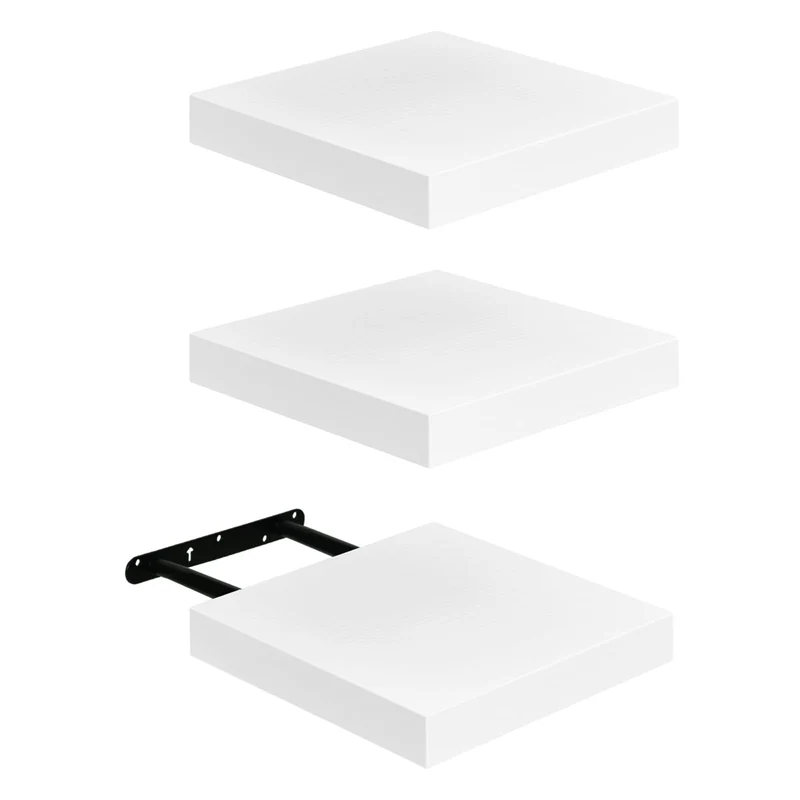 Schweberegal 3er Set Kompakt 20x20cm Wandregal MDF für Bad, Küche, Flur - Weiß