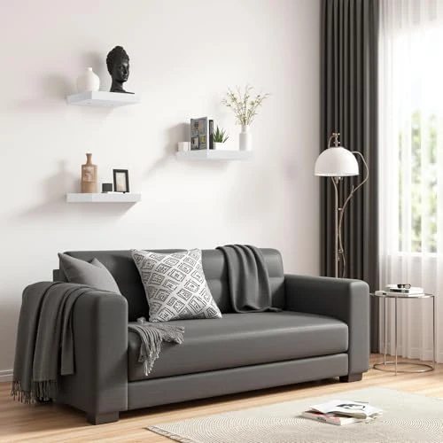 Schweberegal 3er Set Kompakt 20x20cm Wandregal MDF für Bad, Küche, Flur - Weiß
